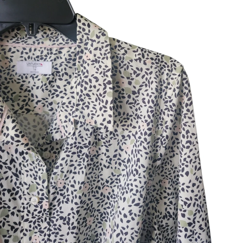 UNTUCKIT For Her/Phoebe Floral Print/ Wms Long Sleeve/Button Shirt Medi Dress/14 - Picture 3 of 10